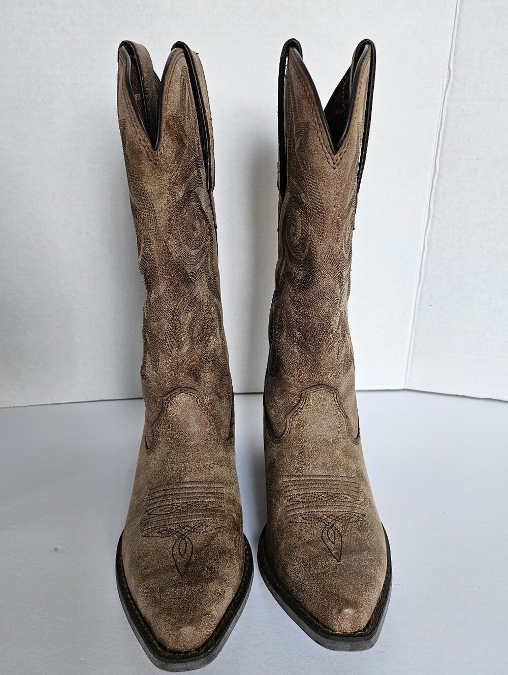 Durango Western boots, pointed toe, distressed brown look, size 8.5 Womens 12"